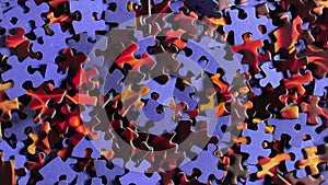 Background of Colored Puzzle Pieces that Slowly Rotating Counterclockwise