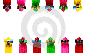 Background with colored skateboards