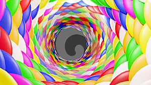 Background of colorful 3d smarties with vortex tunnel effect