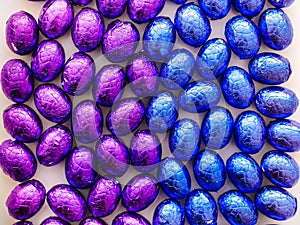Background of colorful chocolate easter eggs