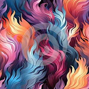 Background with colorful flames and flowing brushwork (tiled)