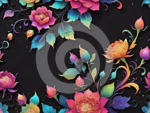 The background of colorful flowers is made with artificial intelligence