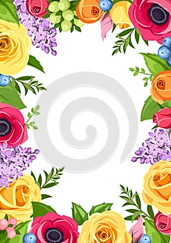 Background with colorful flowers. Vector illustration.