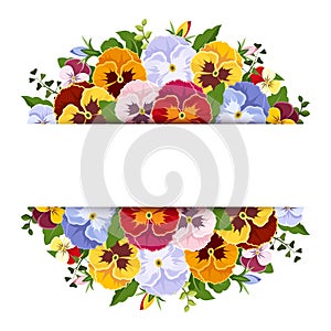 Background with colorful pansy flowers. Vector eps-10.