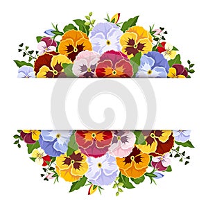 Background with colorful pansy flowers. Vector eps-10.