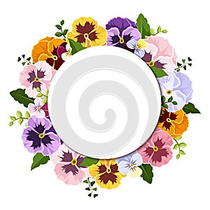 Background with colorful pansy flowers. Vector eps-10.