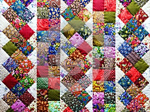 Background of colorful patchwork fabrics