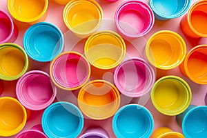 background of colorful plastic cups