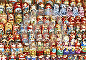 Background of colorful Russian dolls