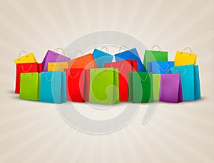 Background with colorful shopping bags. Discount c