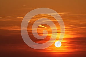 Background of colorful sky: Dramatic sunset with twilight color sky and clouds.