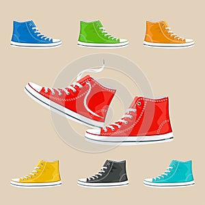 Background of colorful sneakers