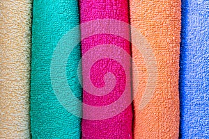 background with colorful towels. hotel hospitality for young people. Hostels and bed and breakfasts