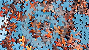 Background of coloured puzzle pieces that slowly rotating counterclockwise