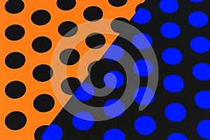 A background of colourful polka dots.