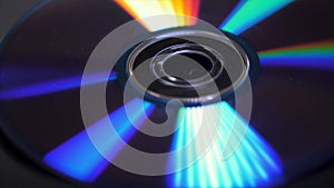 Background of compact disks or dvds. Glare of light on the disk DVD , beautiful colored glare from the light, the