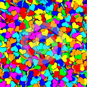 Background composed of many colorful hearts