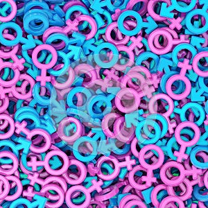 Background composed of many male and female gender symbols