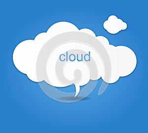 Background composed of white paper clouds over blue. vector illustration. photo