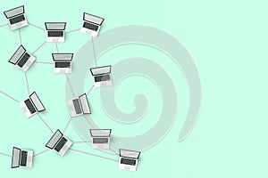 Background with computers connected to the global network