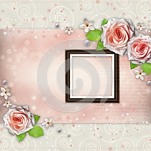 Background for congratulation with beautiful rose