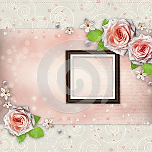 Background for congratulation with beautiful rose photo