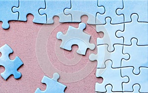 Background with connected pieces of blue puzzle.