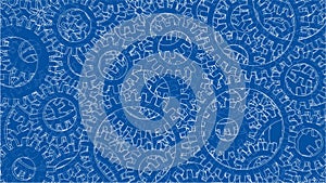 Background consisting of gears. Blueprint Style