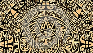 Background consisting of symbols of the Mayan calendar.
