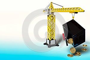 Background with a construction crane