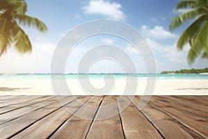 Background with copy space for product display. Beach landscape.