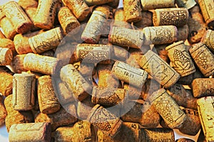 Background of corks of wine bottles