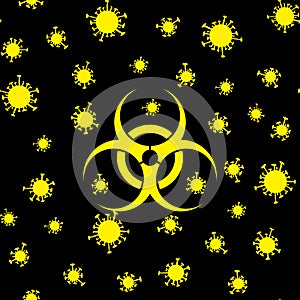 Background With Coronavirus Bacterias And Biohazard Sign