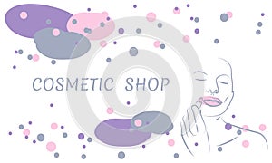 Background for cosmetic products with the contours of a woman`s face