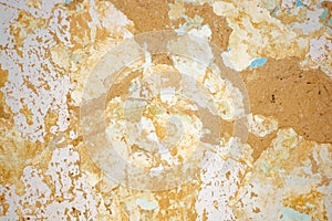 Background of cracked clay wall covered with lime and paint