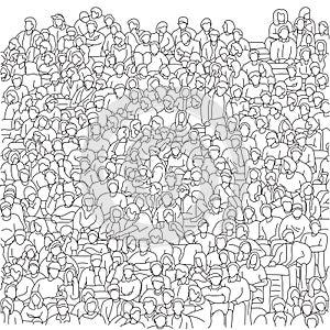background of crowd people at stadium to cheer soccer illustration vector hand drawn isolated on white backgroun