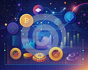 background with cryptocurrencies and bitcoin symbol