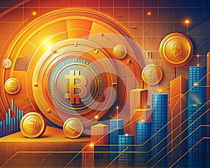 background with cryptocurrencies and bitcoin symbol