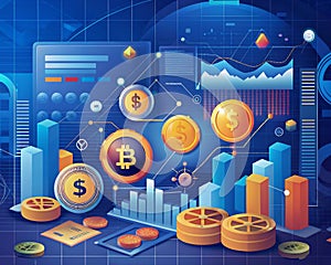 background with cryptocurrencies and bitcoin symbol