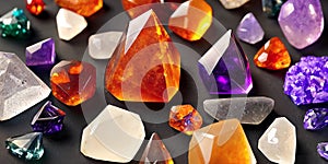 Background of crystals and gemstones