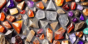 Background of crystals and gemstones