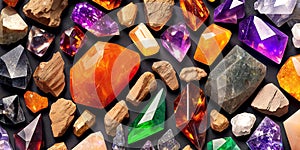 Background of crystals and gemstones