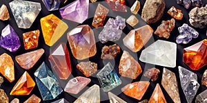 Background of crystals and gemstones