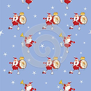Background with Cute Santa Claus. Seamless Pattern