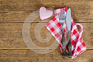Background with cutlery and heart