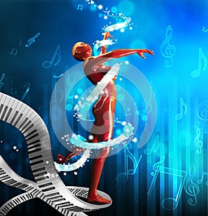 Background with dancing girl