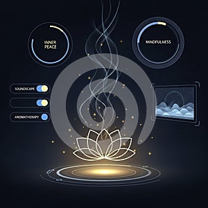 The background is dark enhancing the luminous effect of the elements