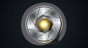 The background is a dark gradient enhancing the metallic and