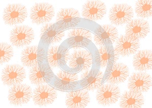 Background with decorative elements of peach fluff color on white.
