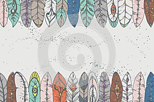 Background with decorative feathers